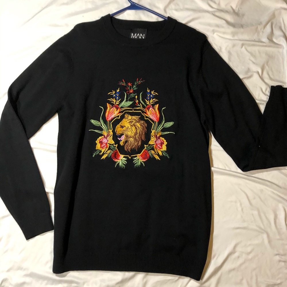 Boohoo Lion Embroidered sweater MAN